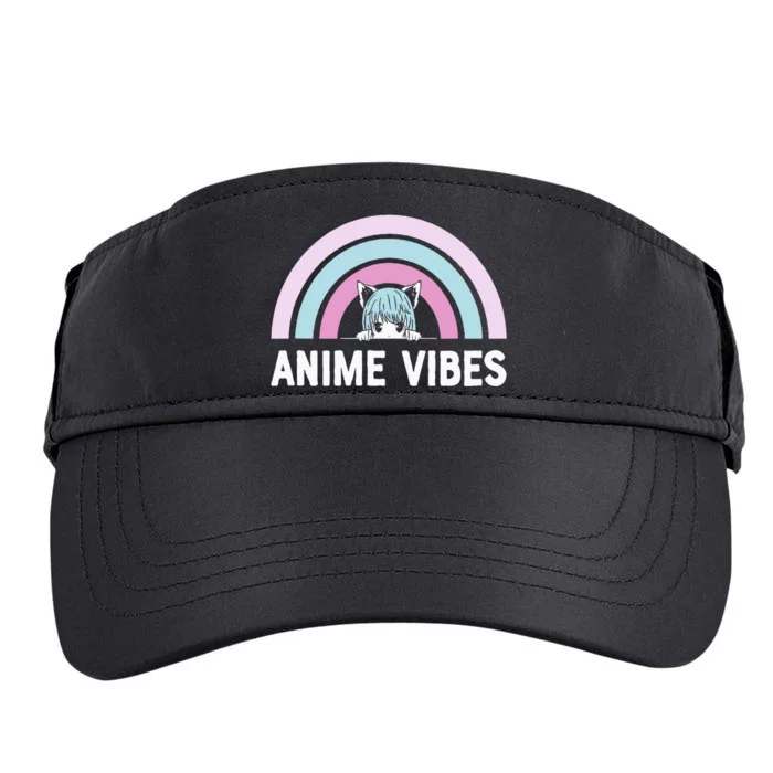 Anime Vibes Vintage Rainbow With Anime Girl Adult Drive Performance Visor