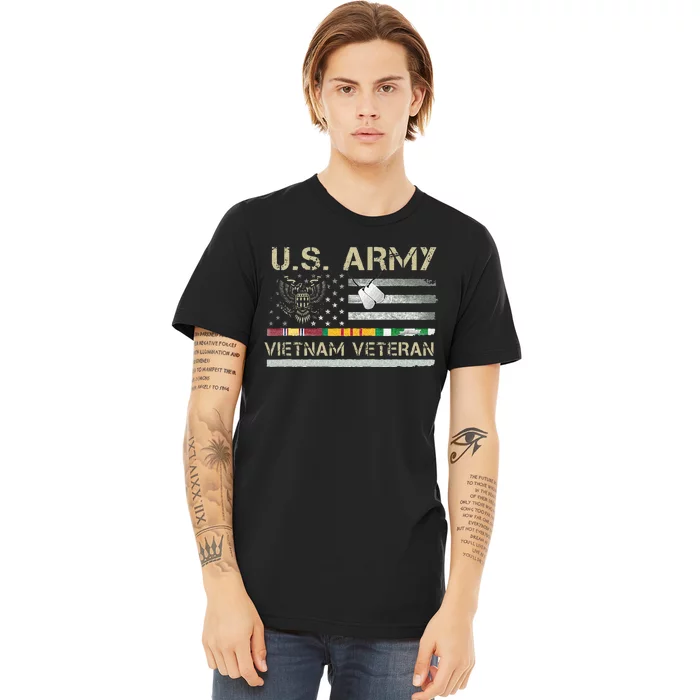 Army Vietnam Veteran USA Flag Veteran Vietnam Army Premium T-Shirt