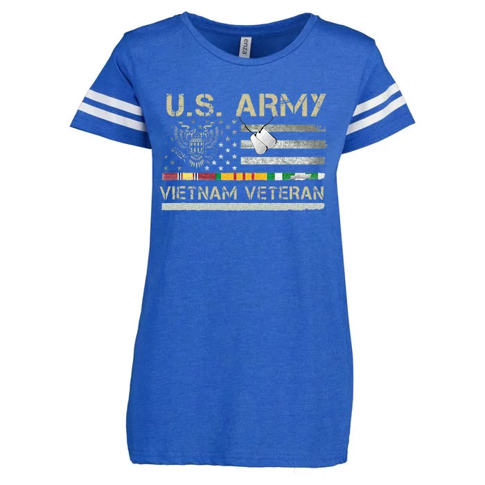 Army Vietnam Veteran USA Flag Veteran Vietnam Army Enza Ladies Jersey Football T-Shirt