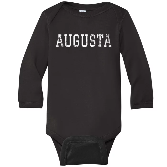 Augusta Vintage White Text Apparel Baby Long Sleeve Bodysuit