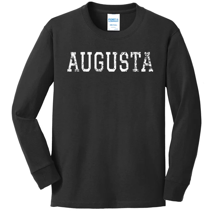 Augusta Vintage White Text Apparel Kids Long Sleeve Shirt