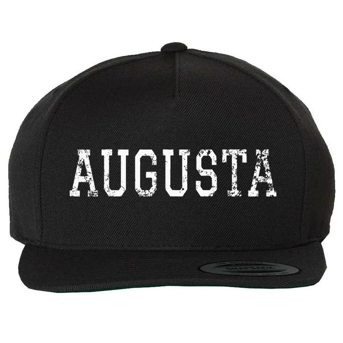 Augusta Vintage White Text Apparel Wool Snapback Cap