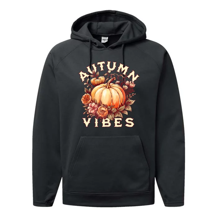 Autumn Vibes Women Pumpkin Fall Graphic Thanksgiving Performance Fleece Hoodie