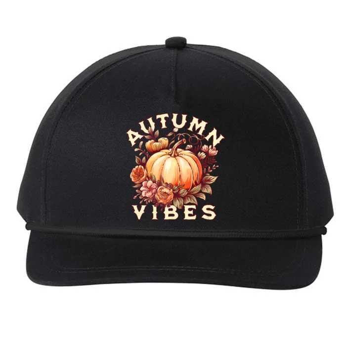 Autumn Vibes Women Pumpkin Fall Graphic Thanksgiving Snapback Five-Panel Rope Hat