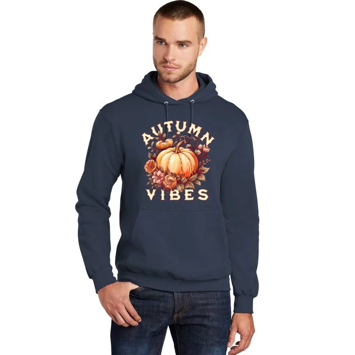 Autumn Vibes Women Pumpkin Fall Graphic Thanksgiving Tall Hoodie