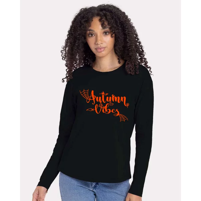 Autumn Vibes With Spooky Design Graphics Cute Gift Womens Cotton Relaxed Long Sleeve T-Shirt