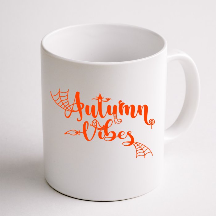 Autumn Vibes With Spooky Design Graphics Cute Gift Front & Back Coffee Mug