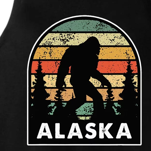 Alaska With A Bigfoot Or A Sasquatch Ladies Tri-Blend Wicking Tank