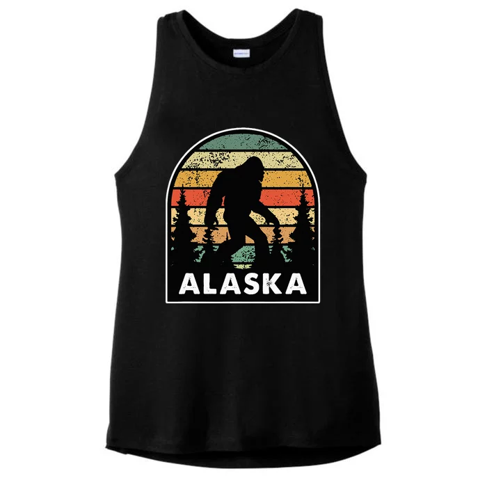 Alaska With A Bigfoot Or A Sasquatch Ladies Tri-Blend Wicking Tank