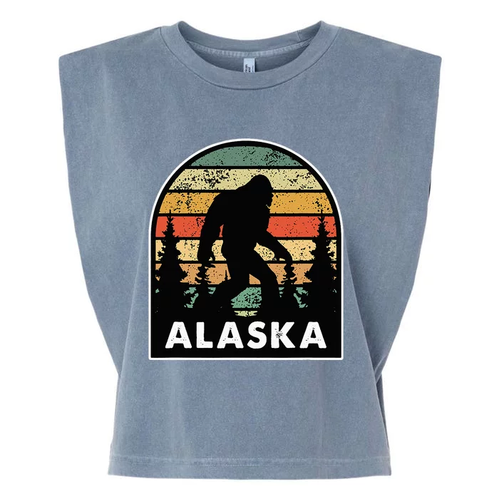 Alaska With A Bigfoot Or A Sasquatch Garment-Dyed Women's Muscle Tee