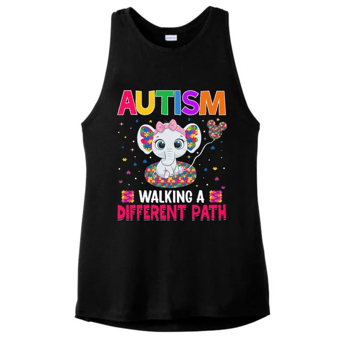 Autism Walking A Different Path Support Autism Warriors Ladies Tri-Blend Wicking Tank