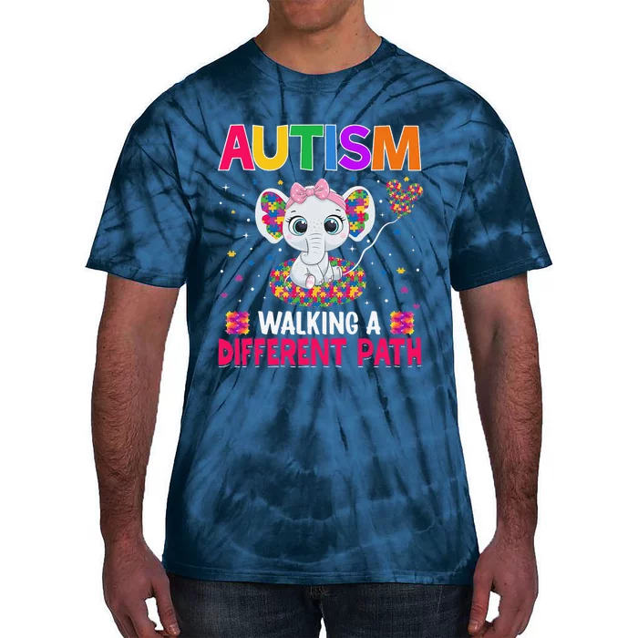 Autism Walking A Different Path Support Autism Warriors Tie-Dye T-Shirt