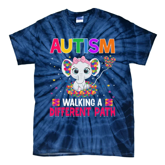 Autism Walking A Different Path Support Autism Warriors Tie-Dye T-Shirt