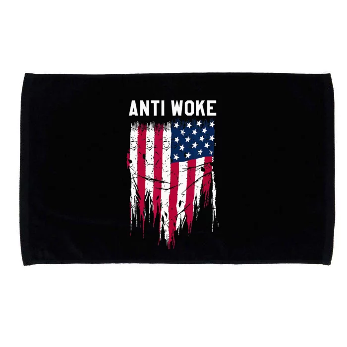 Anti Woke American Flag Patriotic Cancel Cancel Culture Microfiber Hand Towel