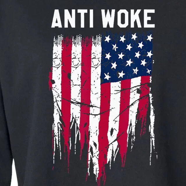 Anti Woke American Flag Patriotic Cancel Cancel Culture Cropped Pullover Crew