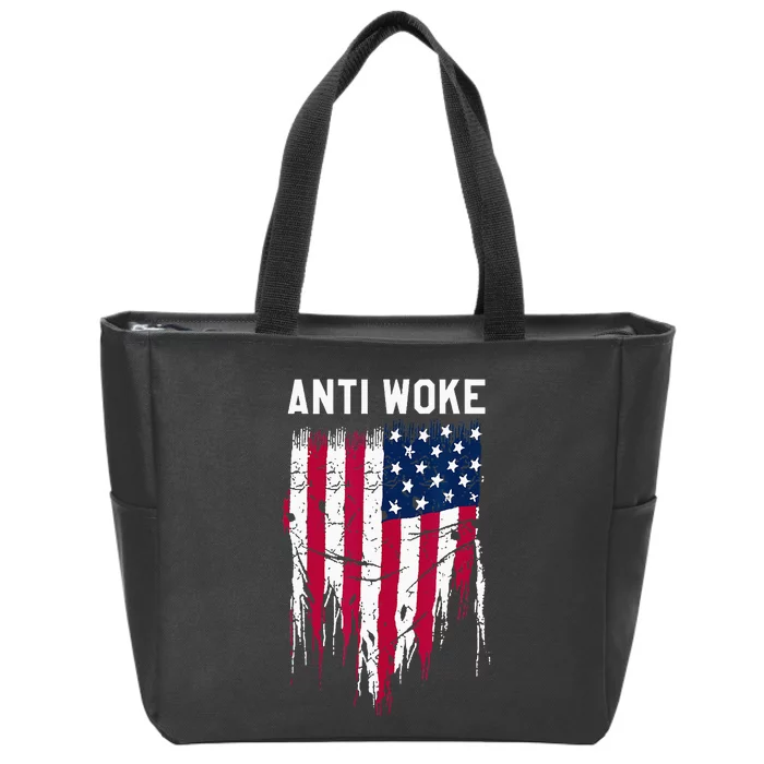 Anti Woke American Flag Patriotic Cancel Cancel Culture Zip Tote Bag