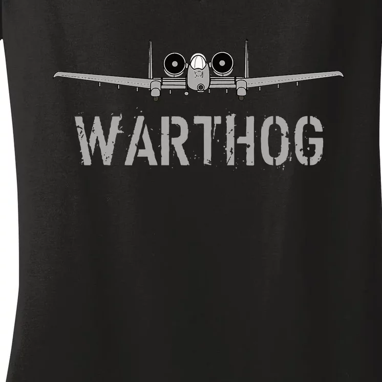 A10 Warthog Attack Jet A10 Thunderbolt Women's V-Neck T-Shirt