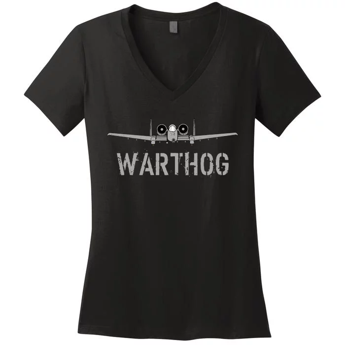 A10 Warthog Attack Jet A10 Thunderbolt Women's V-Neck T-Shirt