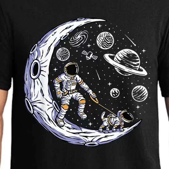 Astronaut Walking A Dog On The Moon In Space Pajama Set