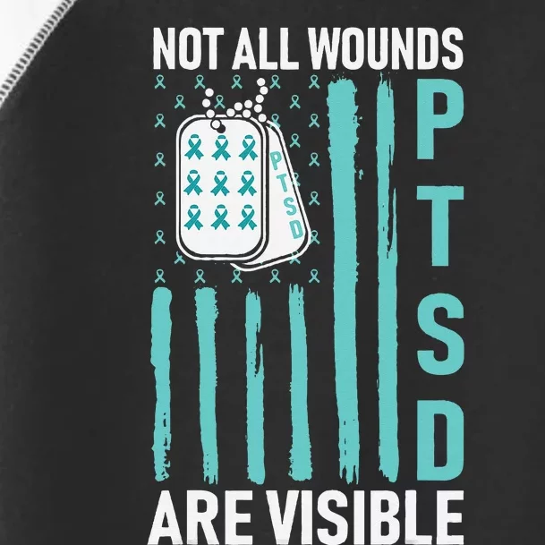 All Wounds Are Visible PTSD USA Flag PTSD Awareness Flag Toddler Fine Jersey T-Shirt