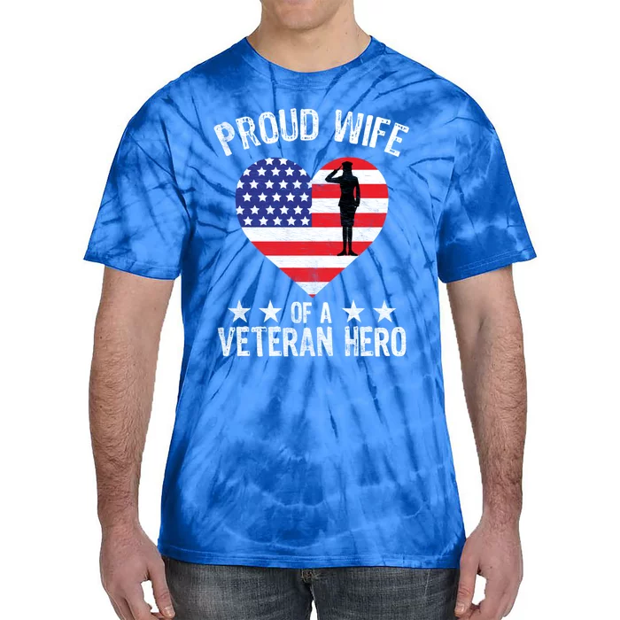 America Wife American Flag Veterans Day Patriotic Gift Tie-Dye T-Shirt