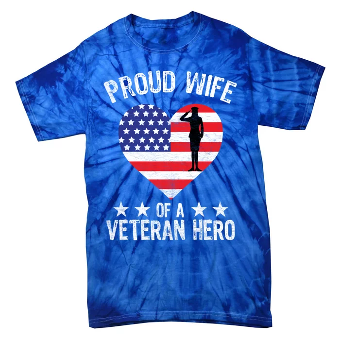 America Wife American Flag Veterans Day Patriotic Gift Tie-Dye T-Shirt