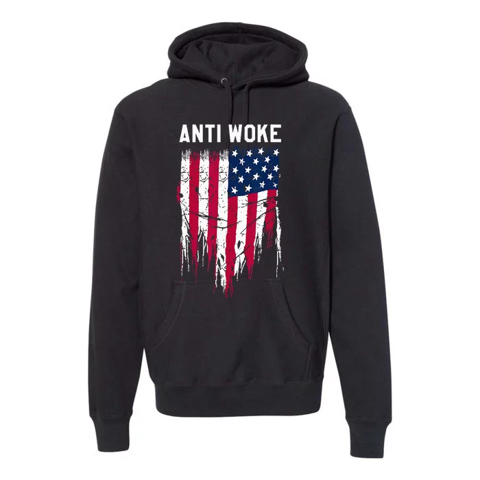 Anti Woke American Flag Patriotic Cancel Cancel Culture Premium Hoodie