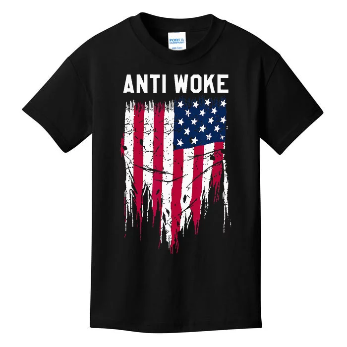 Anti Woke American Flag Patriotic Cancel Cancel Culture Kids T-Shirt