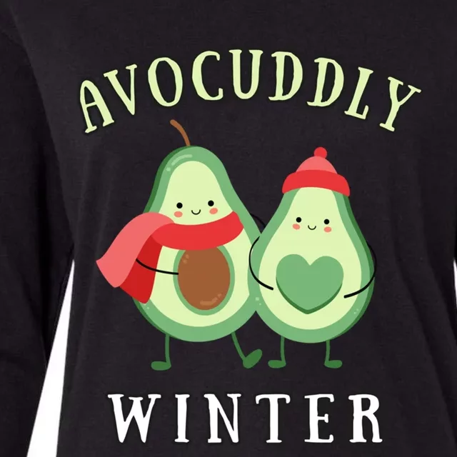 Avocudddly Winter Avocado Couple For Vegans And Vegetarians Cute Gift Womens Cotton Relaxed Long Sleeve T-Shirt