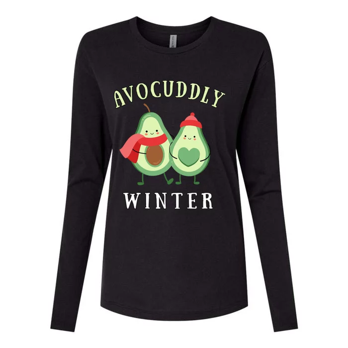 Avocudddly Winter Avocado Couple For Vegans And Vegetarians Cute Gift Womens Cotton Relaxed Long Sleeve T-Shirt