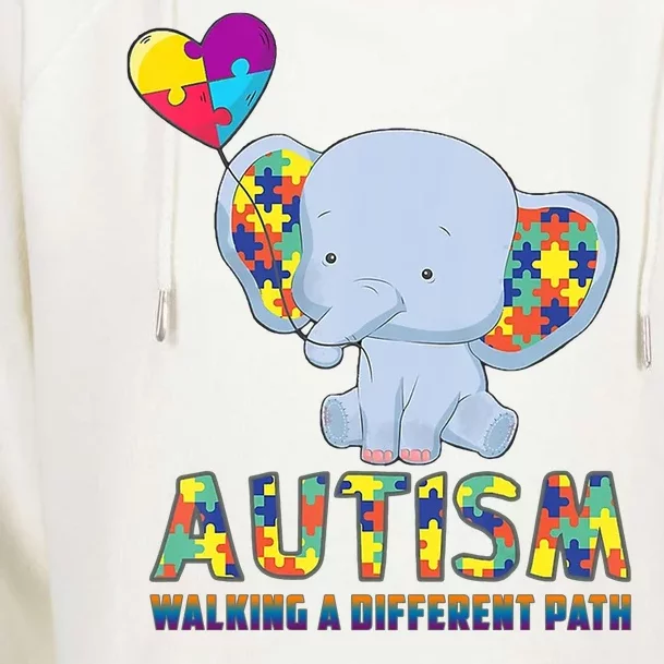 Autism Walking A Different Path Elephant Womens Funnel Neck Pullover Hood