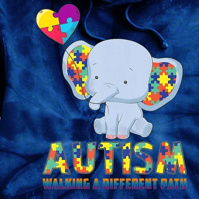 Autism Walking A Different Path Elephant Tie Dye Hoodie