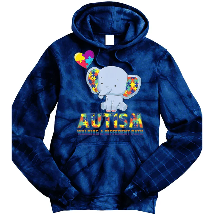 Autism Walking A Different Path Elephant Tie Dye Hoodie