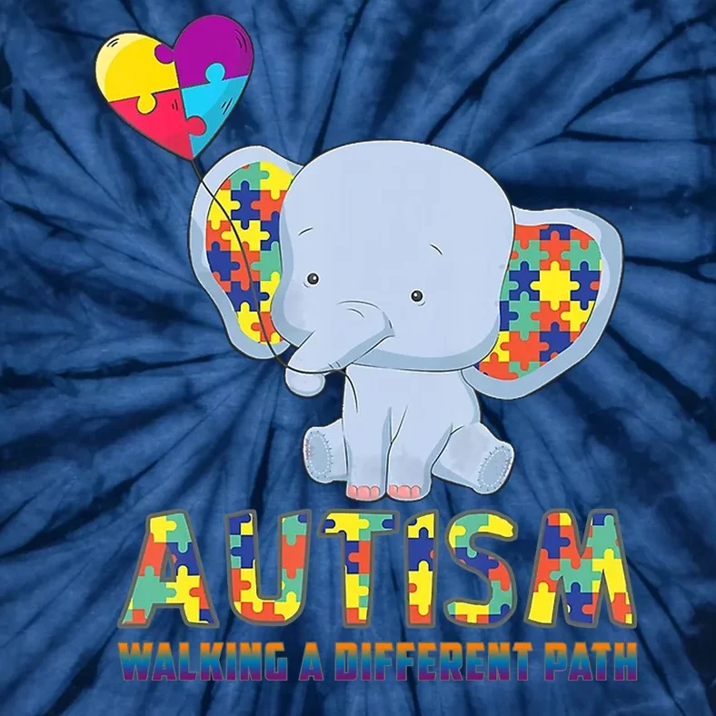 Autism Walking A Different Path Elephant Tie-Dye T-Shirt