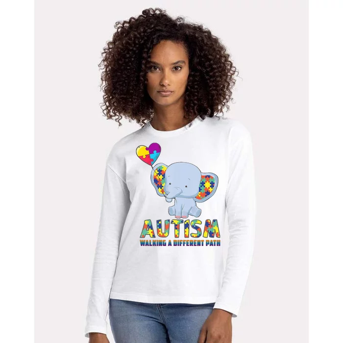 Autism Walking A Different Path Elephant Womens Cotton Relaxed Long Sleeve T-Shirt