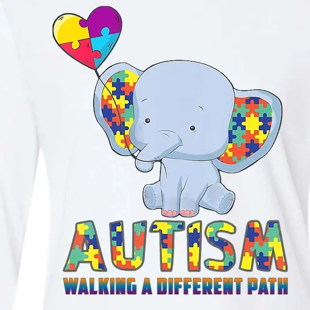 Autism Walking A Different Path Elephant Womens Cotton Relaxed Long Sleeve T-Shirt