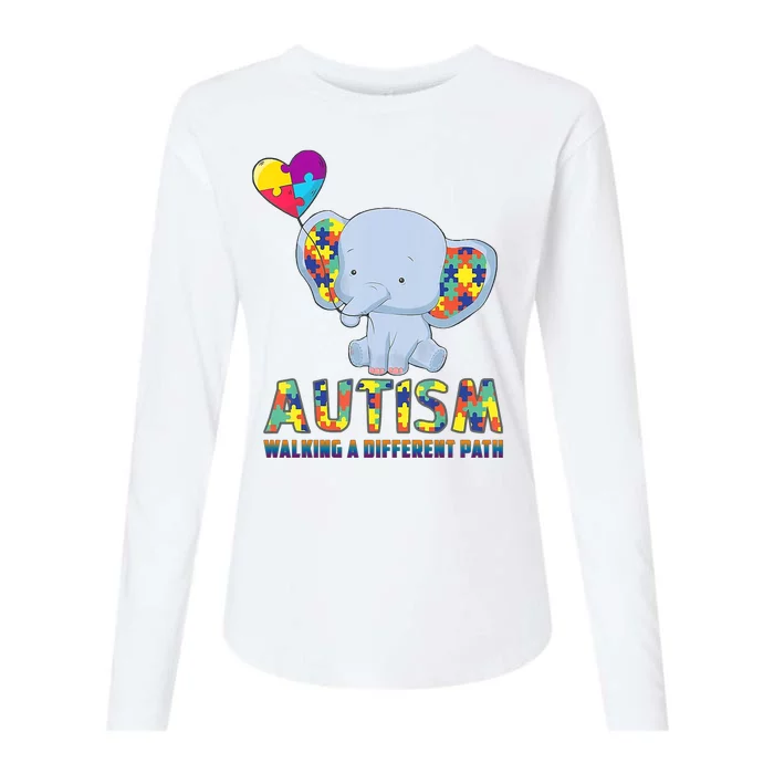 Autism Walking A Different Path Elephant Womens Cotton Relaxed Long Sleeve T-Shirt