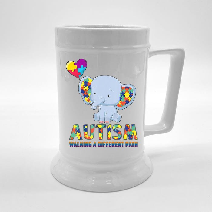 Autism Walking A Different Path Elephant Front & Back Beer Stein