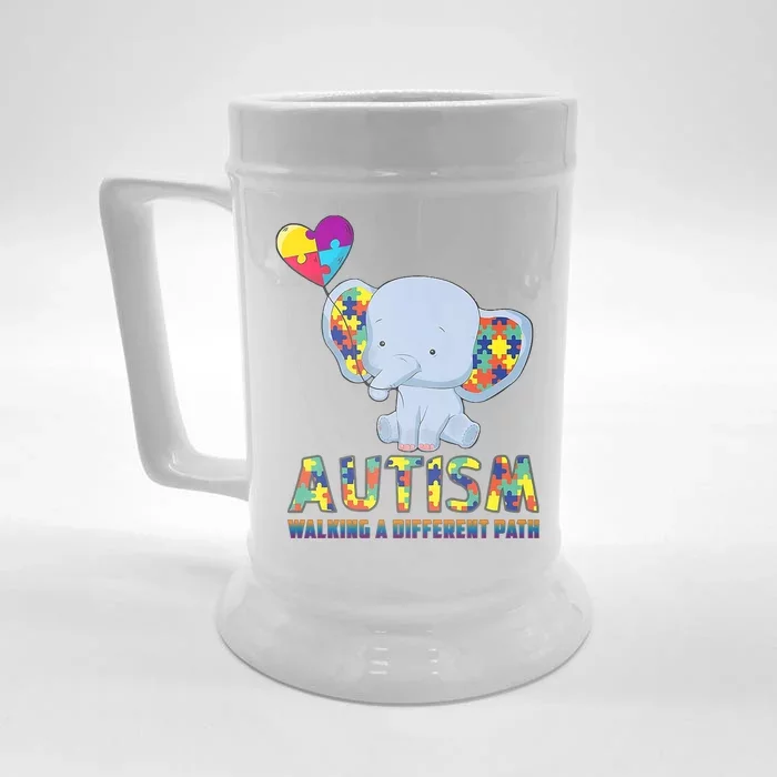 Autism Walking A Different Path Elephant Front & Back Beer Stein