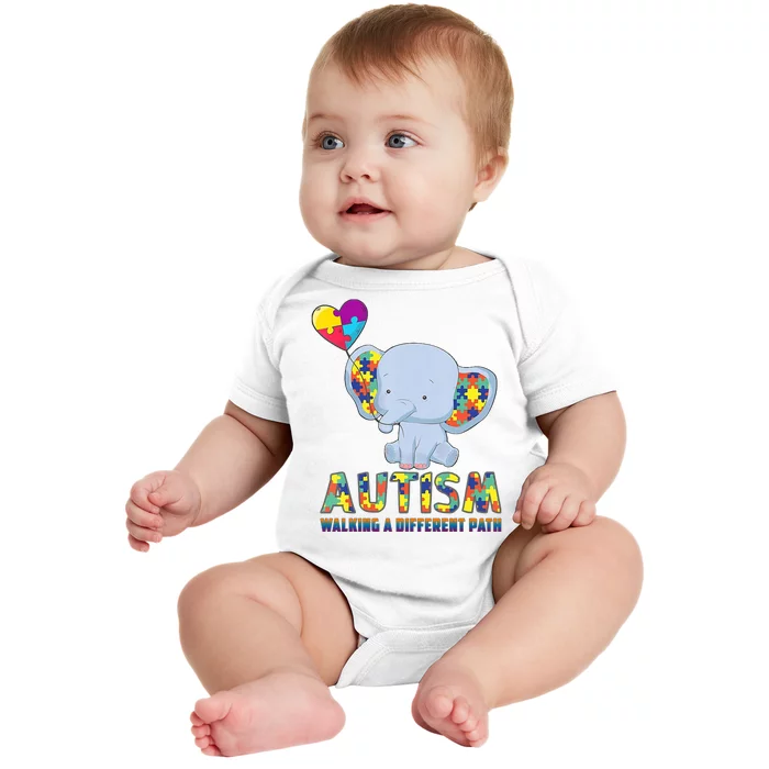 Autism Walking A Different Path Elephant Baby Bodysuit