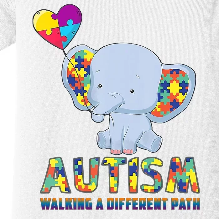 Autism Walking A Different Path Elephant Baby Bodysuit