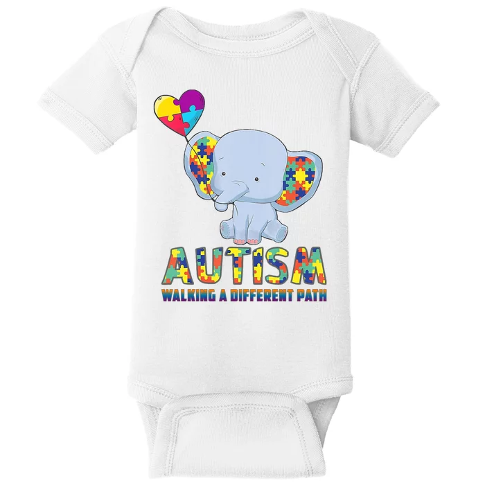 Autism Walking A Different Path Elephant Baby Bodysuit