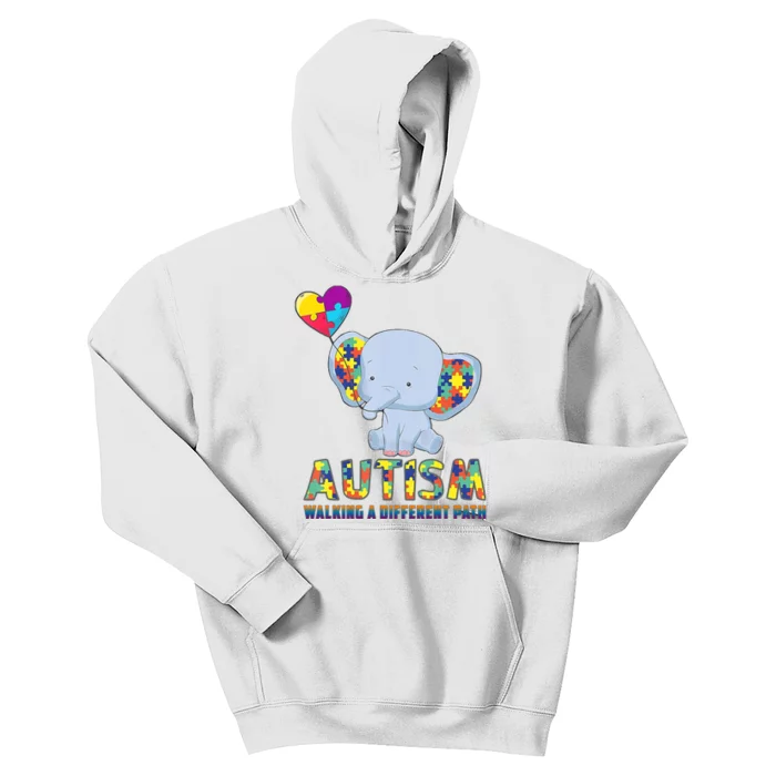 Autism Walking A Different Path Elephant Kids Hoodie