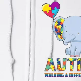 Autism Walking A Different Path Elephant Full Zip Hoodie