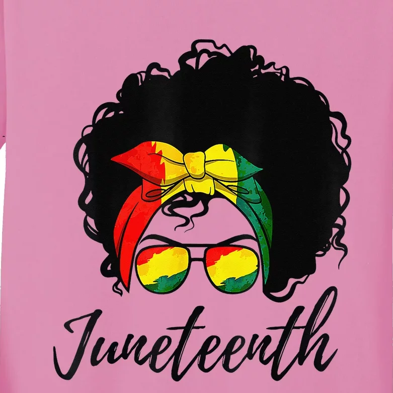 Afro Woman Black Queen African American History Juneteenth Kids Long Sleeve Shirt