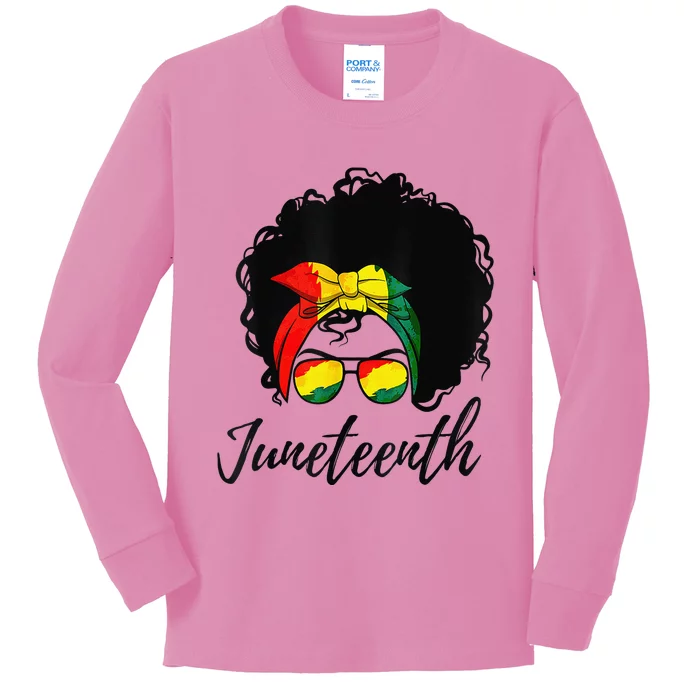 Afro Woman Black Queen African American History Juneteenth Kids Long Sleeve Shirt