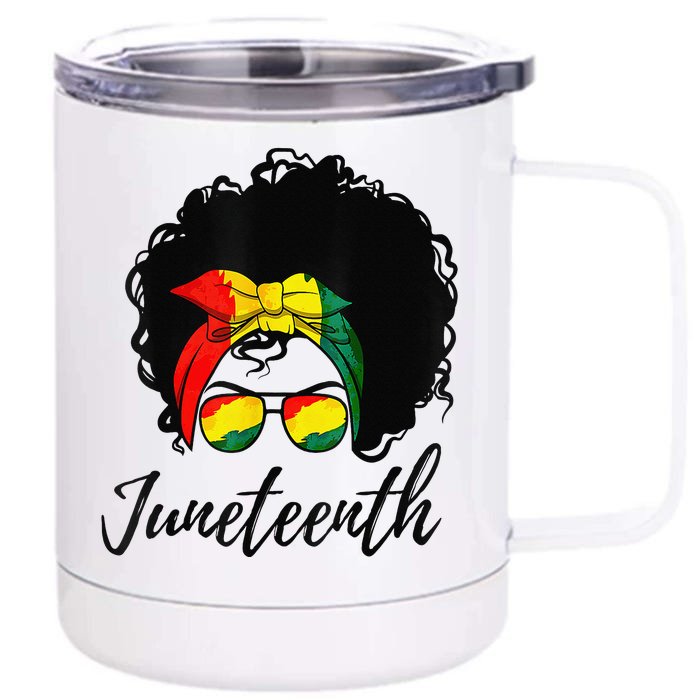 Afro Woman Black Queen African American History Juneteenth Front & Back 12oz Stainless Steel Tumbler Cup