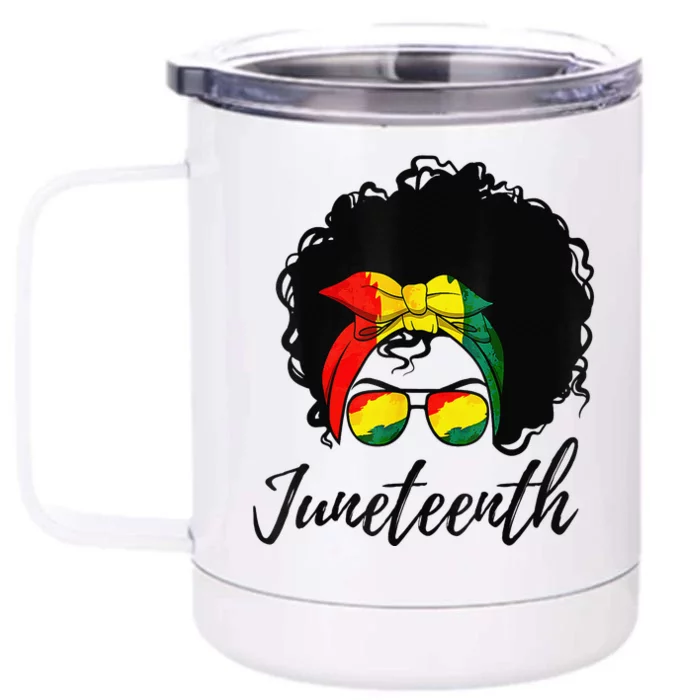 Afro Woman Black Queen African American History Juneteenth Front & Back 12oz Stainless Steel Tumbler Cup