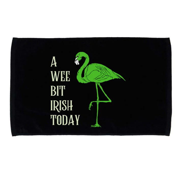 A Wee Bit Irish Today Funny Flamingo St PatrickS Day Microfiber Hand Towel