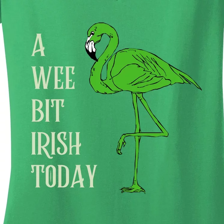 A Wee Bit Irish Today Funny Flamingo St PatrickS Day Women's V-Neck T-Shirt